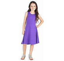 24Seven Comfort Apparel Big Girls Sleeveless A-Line Dress | Purple | Regular X-Large | Dresses A-Line Dresses