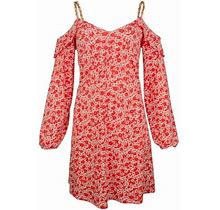 Michael Kors Women's Lydia Floral Print Cold Shoulder Chain Strap Dress-W-XS