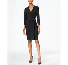 Anne Klein Faux-Wrap Dress - Black - Size M