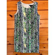 Ashley Stewart Dresses | Ashley Stewart Sheath Dress Green Blue Abstract Print Sleeveless Women's Size 20 | Color: Blue/Green | Size: 20