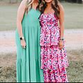 Tiered Floral Maxi Dress | Color: Pink | Size: S