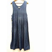 VINTAGE Women's Blue Denim Jumper Dress Prairie House Dress - Women | Color: Blue | Size: S