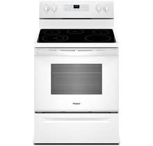 Whirlpool 30-In Glass Top 5 Burners 5.3-Cu Ft Steam Cleaning Freestanding Electric Range (White) | WFE505W0HW