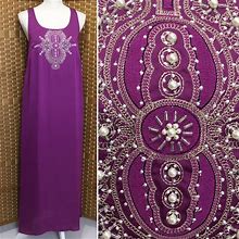 Michael Michael Kors Dresses | Michael Michael Kors Beaded Maxi Dress Sz Xl Euc | Color: Purple/Silver | Size: Xl
