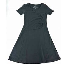 Kuhl Organic Cotton Dress Size Medium Ruched Waist Washed Black Color