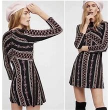 Free People Womens Size S P Stella Knit Mini Dress 70'S Retro Casual