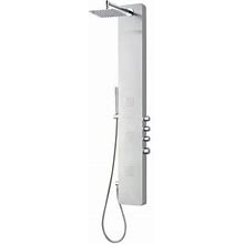 Dax Stainless Steel Shower Panel Thermostatic With Mixer And Body Jets Hand Shower, Brushed Stainless Steel