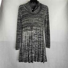 Calvin Klein Womens Sweater Knit Dress Large Grey Long Sleeve Turtleneck