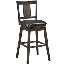 Swivel Bar Stool 29 Inch Upholstered Counter Height Bar Chair W/Rubber Wood Legs