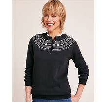 Blair Women's Printed Yoke Fleece Sweatshirt - Black - 3XL - Womens