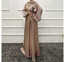 Ramadan Women Abaya Muslim Long Sleeve Maxi Dress Dubai Robe Party