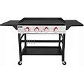 Royal Gourmet GB4000 36-Inch 4-Burner Flat Top Propane Gas Grill Griddle, For BBQ, Camping, Red