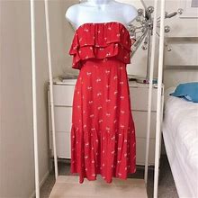 ASOS Petite US 2 Red Floral Ruffle Sleeveless Dress NWT