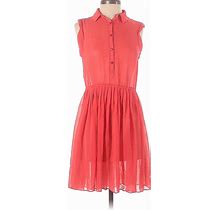 American Eagle Outfitters Casual Dress - Shirtdress: Red Solid Dresses - Women's Size Small