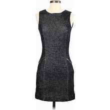 Theory Casual Dress - Sheath High Neck Sleeveless: Gray Print Dresses - Women's Size 0