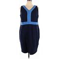Talbots Casual Dress - Sheath: Blue Color Block Dresses - Women's Size 16