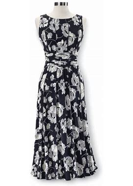 Misses Floral Seamed Dress In Black/Ivory Size 12 By Northstyle Catalog