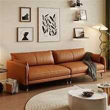 Everly Quinn Yuritzi Pillow Top Arm Modular Sofa Faux Leather/Genuine Leather In Brown | 30.71 H X 102.36 W X 37.4 D In | Wayfair