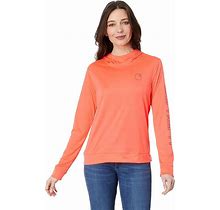 Carhartt Force Sun Defender Lightweight Long Sleeve Hooded Graphic T-Shirt Women's Clothing Coral Glow : XL