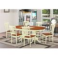 7Pc Oval Dinette Dining Room Set Table W/ 6 Wood Seat Chairs