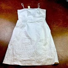 Ann Taylor Dresses | Ann Taylor Nwt White Fitted Embroidered Sundress Size 10 | Color: White | Size: 10