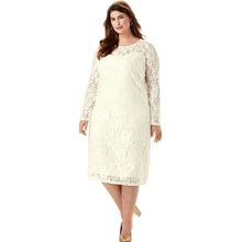 Plus Size Women's Stretch Lace Shift Dress By Jessica London In Ivory (Size 18)
