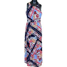 Enfocus Studio Dresses | Enfocus Studio Floral Maxi Dress Women's Size 10 Halter Style Neckline Vacation | Color: Blue/Red | Size: 10