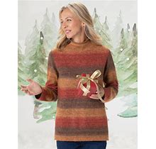 Blair Women's Ombre Mockneck Sweater - Brown - L - Misses