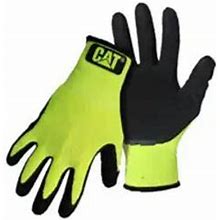 017418m High-Visibility Coated Gloves, Medium, Knit Wrist Cuff, Latex Coating, Polyester Glove, Green