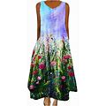 Women Casual Loose Dress Summer Boho Floral High Low Beach Sundress Plus Size Maxi Long Flowy Dresses With Pockets