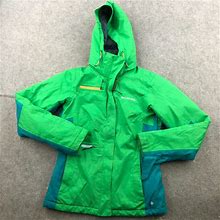 Columbia Jacket Women XS Green Full Zip Insulated Hiking Omni Heat Hooded