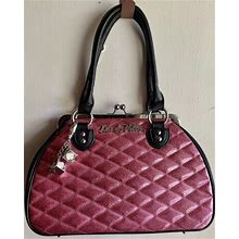 Stunning Pink Sparkle Lux De Ville Bag Purse Quilted Dice