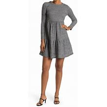 Maggy London Tiered Knit Dress Charcoal Gray Heather - Sz 4
