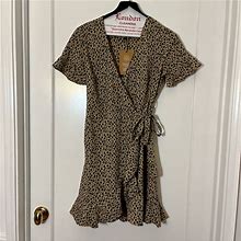 Vero Moda Dresses | Nwt Leopard Print Wrap Frill Mini Dress | Color: Black/Tan | Size: Xs