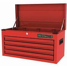 Westward 48Rj69 Westward Top Chest, 4-Drawers, Powder Coated Red, 26" W X 12" D