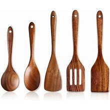 Accessorize Kingdom 5 Pcs Best Wooden Spoons For Cooking Kitchen Utensils Set