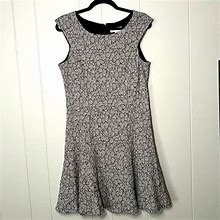 Nanette Lepore Dresses | Nanette Lepore Floral Lace Print Knit Dress Euc Sz 10 | Color: Black/White | Size: 10