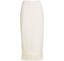 Patbo Women's Knit Fringe-Hem Midi-Skirt - Ivory - Size 2