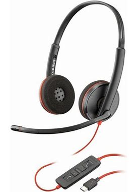 Plantronics Blackwire C3220 Dual-Ear Headset, Black/Red
