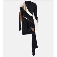 Mugler, Draped Tulle-Embellished Minidress, Women, Black, US 14, Dresses, Materialmix
