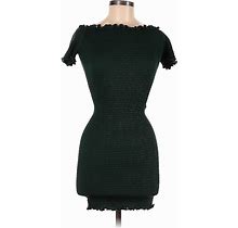 Heart & Hips Casual Dress - Bodycon Crew Neck Short Sleeves: Green Print Dresses - Women's Size Medium