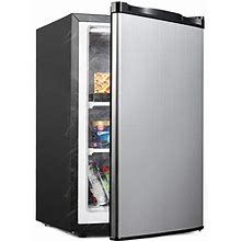 Coollife Upright Freezer - 3.0 Cubic Feet Compact Reversible Single Door Table Top Mini Freezer - Free Standing Freezing Machine For Office Dorm/Livi