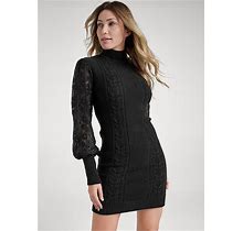 Women's Lace Sleeve Sweater Dress - Black, Size 2X By Venus