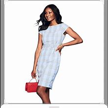 New York & Company Dresses | Ny&Co Plaid Belted Sheath Dress | Color: Blue | Size: Xs