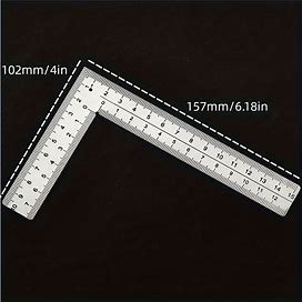 1Pc Stainless Steel L Shaped Ruler Carpenters Square Framing Measuring Tool,Silver,Gray,All-New,Temu