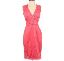 Rachel Roy Casual Dress - Sheath V Neck Sleeveless: Pink Print Dresses - Women's Size 4