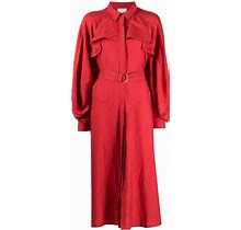 Acler - Admiral Ruffled-Detail Midi Shirtdress - Women - Viscose - 10 - Red