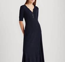 Ralph Lauren Cotton Fit-And-Flare Dress - Size S In Lauren Navy