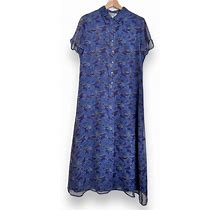 Robbie Bee Dresses | Vintage Robbie Bee 100% Silk Paisley Button Front Maxi Shirt Dress Women's 10P | Color: Blue | Size: 10P
