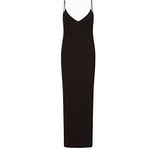 12 STOREEZ - Ribbed-Knit V-Neck Dress - Women - Viscose/Polyamide/Silk - S - Black